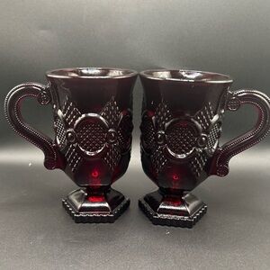 Avon Cape Cod Ruby Red Pedestal Mugs